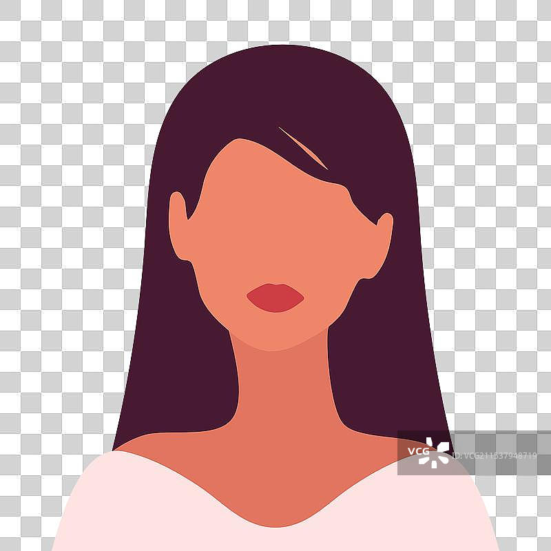 抽象的无脸年轻拉丁女性，长发飘逸图片素材