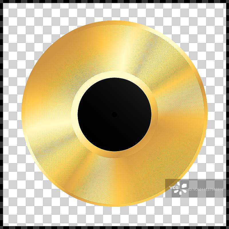 逼真的金色黑胶唱片图标图片素材