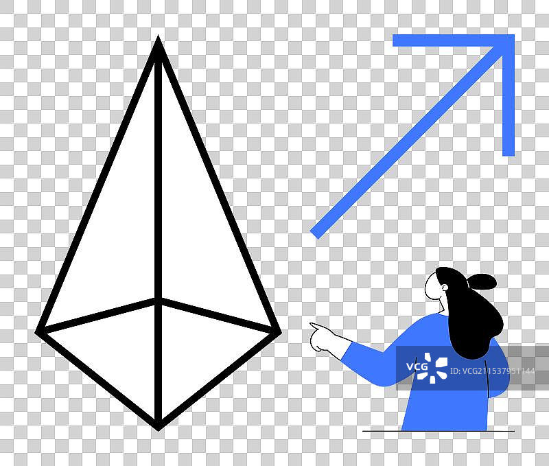 向上的3D几何形状人物图片素材