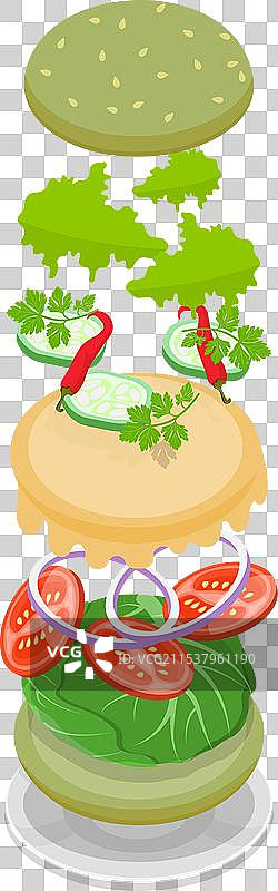 3D等距平面汉堡制作工具套件图片素材