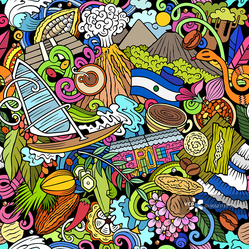 萨尔瓦多卡通涂鸦无缝图案图片素材
