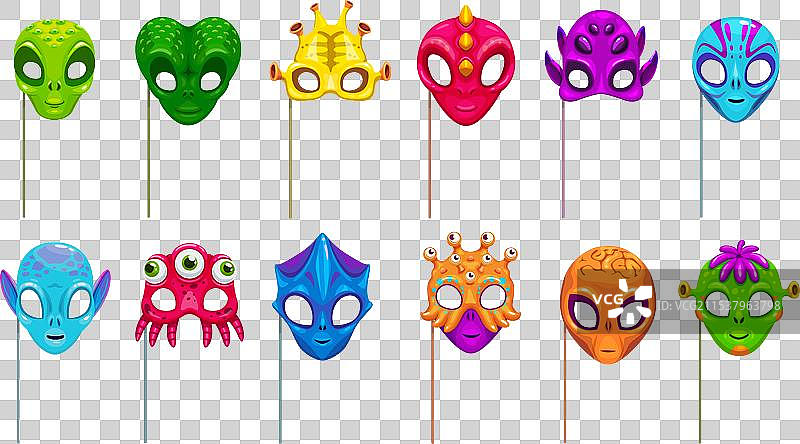 外星人面具道具儿童派对头像摄影棚图片素材