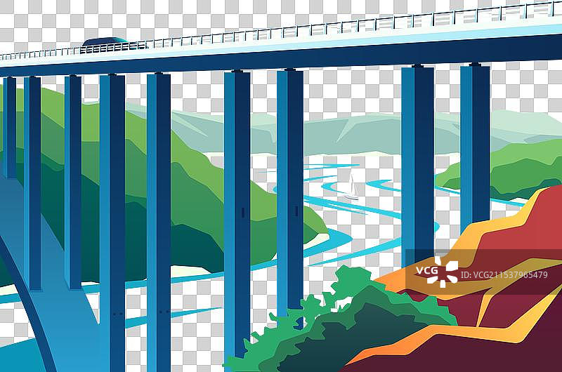 海湾上桥的夏季美景图片素材