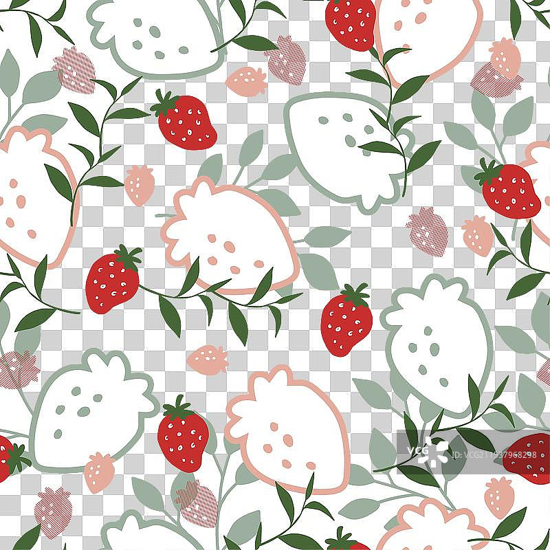 红色草莓田园花园图案图片素材