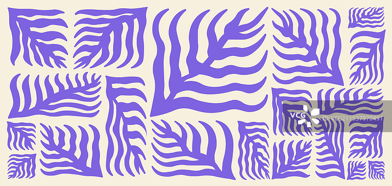 抽象花卉背景，马蒂斯风格的紫色叶子图片素材