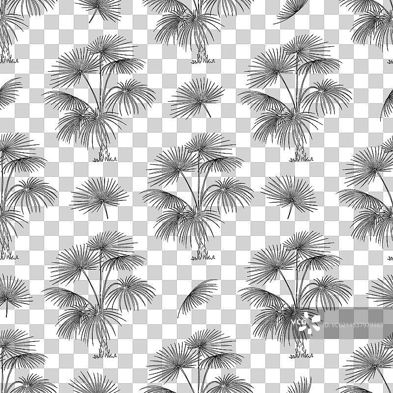 夏威夷无缝图案，棕榈树和鸟类图片素材