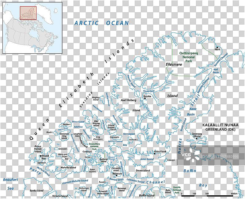 加拿大伊丽莎白女王群岛地图图片素材