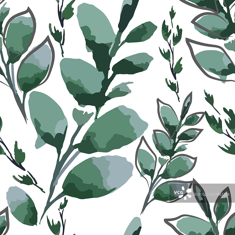 绿色叶子无缝图案图片素材