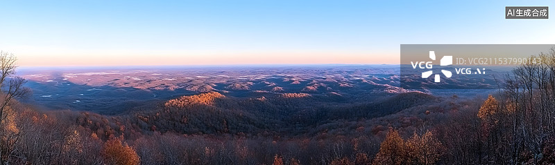 【AI数字艺术】晨曦中的山谷全景图片素材