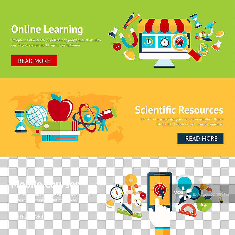 科学扁平化横幅套件图片素材