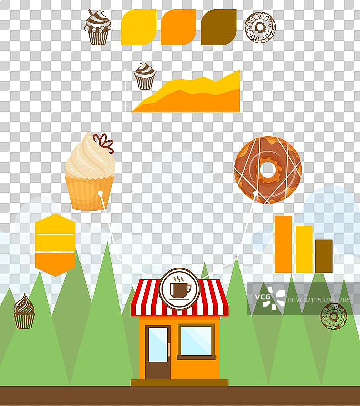 甜甜圈杯子蛋糕信息图图片素材