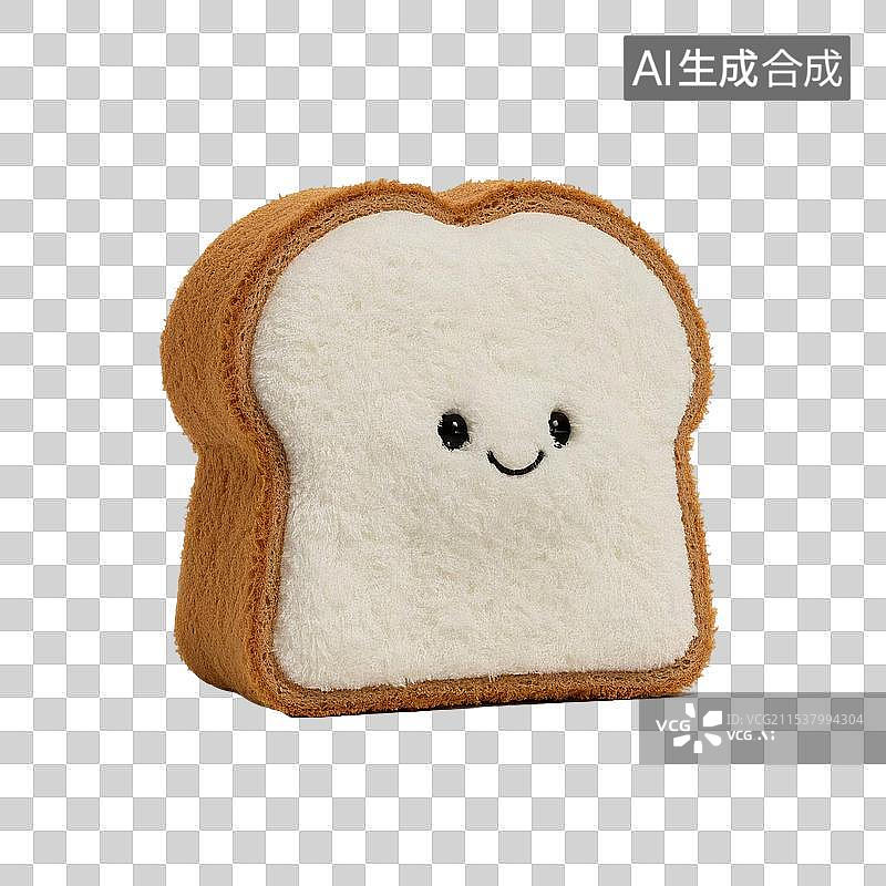 【AI数字艺术】3D毛毡材质吐司面包片图标图片素材