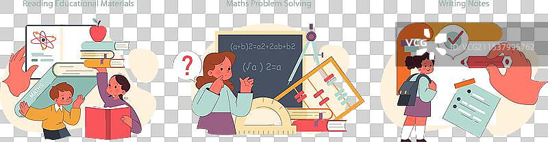 孩子们在小学课堂上学习集合知识图片素材