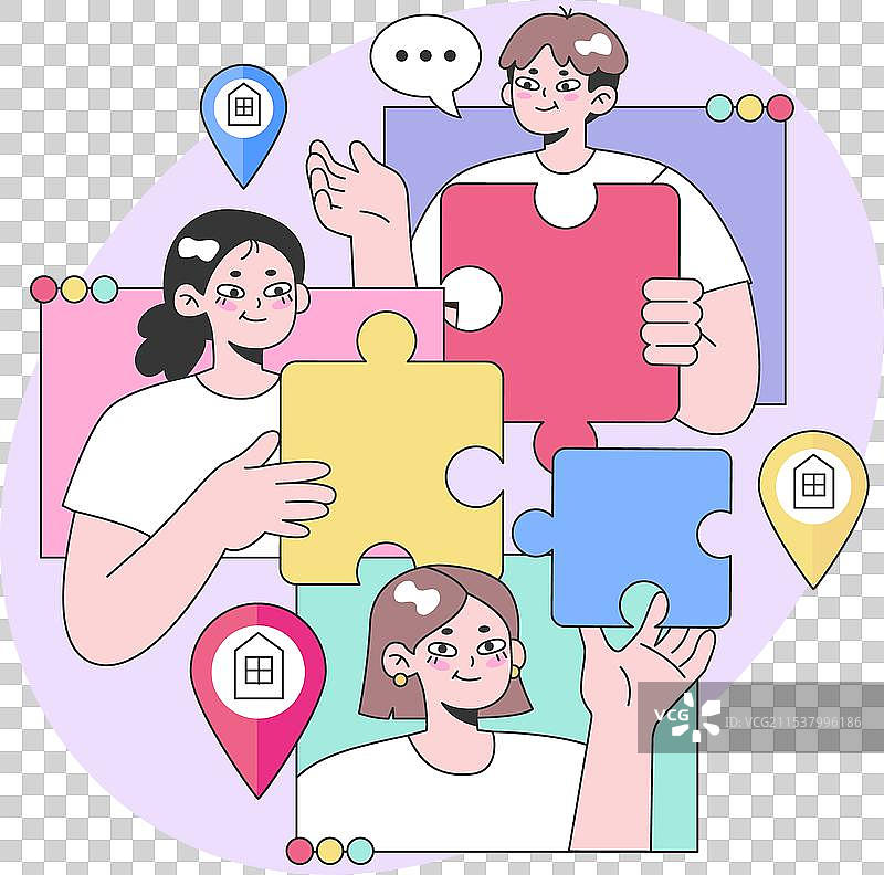 社区连接概念平面图图片素材