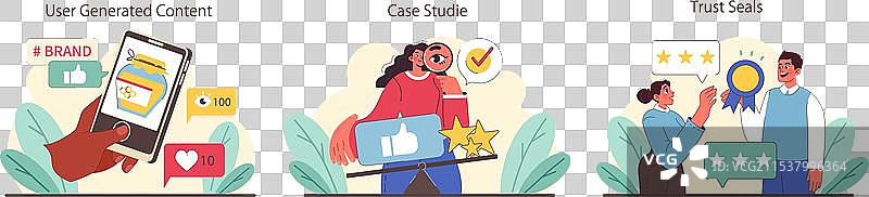 社交证明概念通过用户参与图片素材