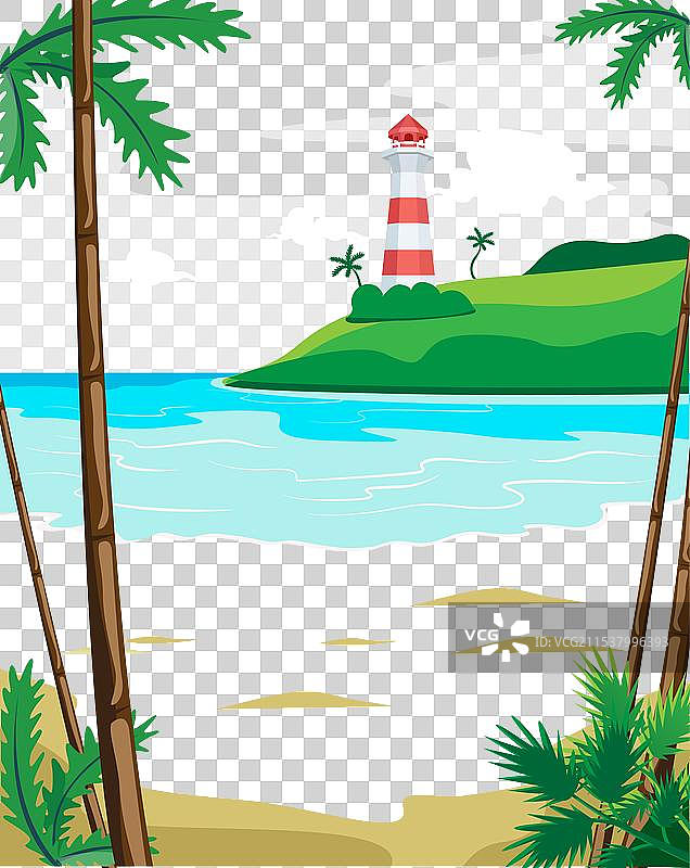 热带海岸的灯塔风景图片素材