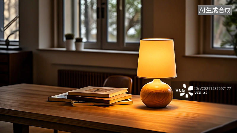 【AI数字艺术】书桌上的台灯图片素材