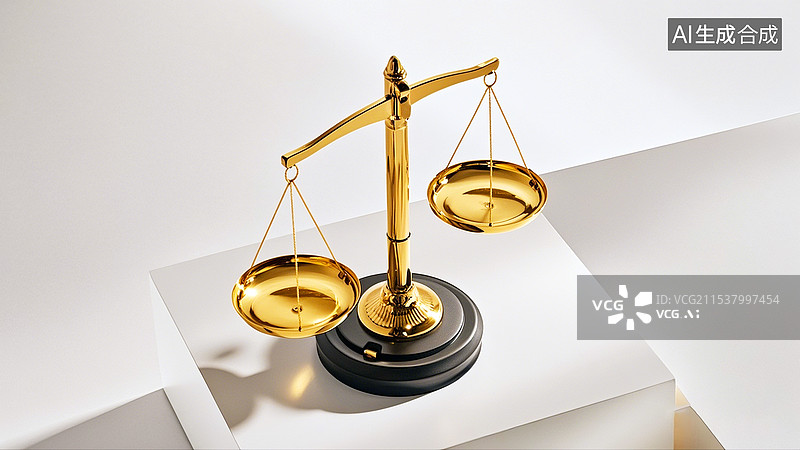 【AI数字艺术】法律正义的象征金色天平秤图片素材