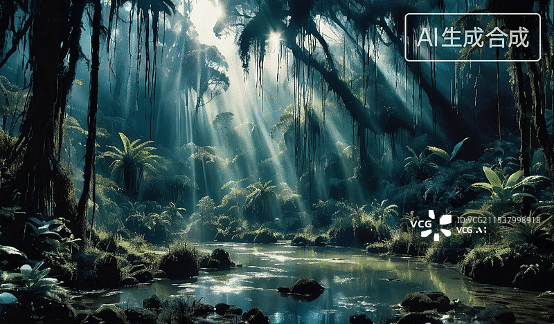 【AI数字艺术】神秘雨林图片素材