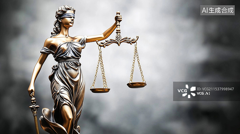 【AI数字艺术】体现法律概念的正义女神雕像，手持正义天平图片素材
