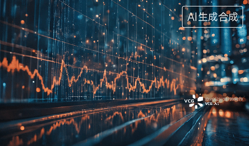 【AI数字艺术】城市夜景中的数据流图片素材