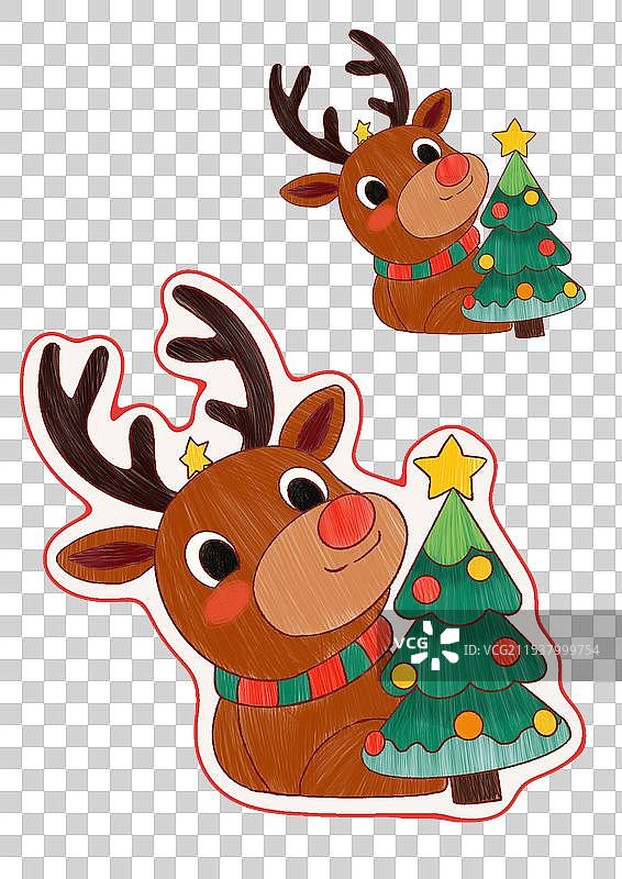 圣诞麋鹿和圣诞树图片素材
