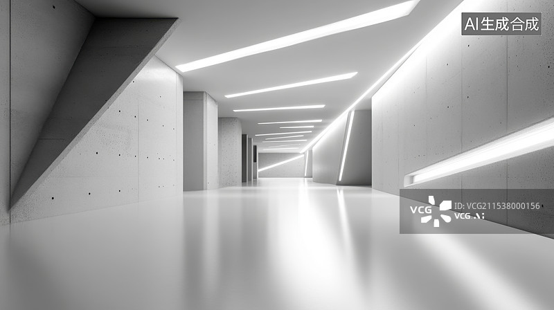 【AI数字艺术】三维渲染白色空间走廊图片素材