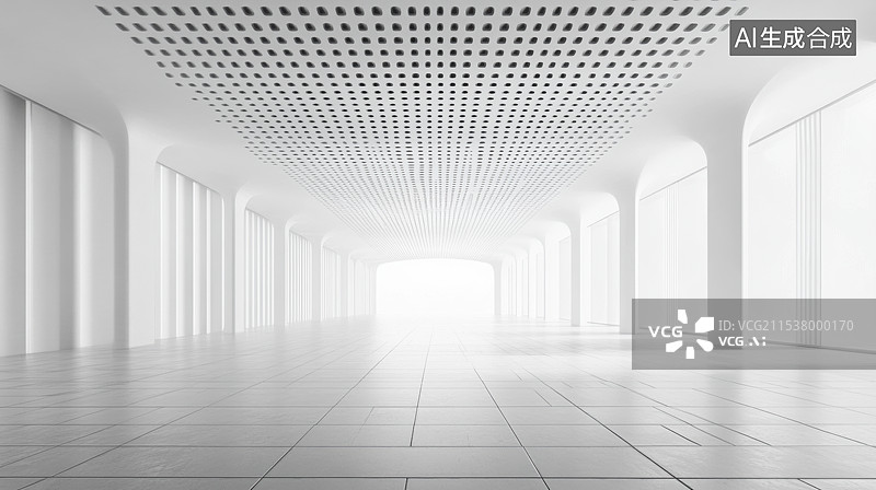 【AI数字艺术】三维渲染白色空间走廊图片素材