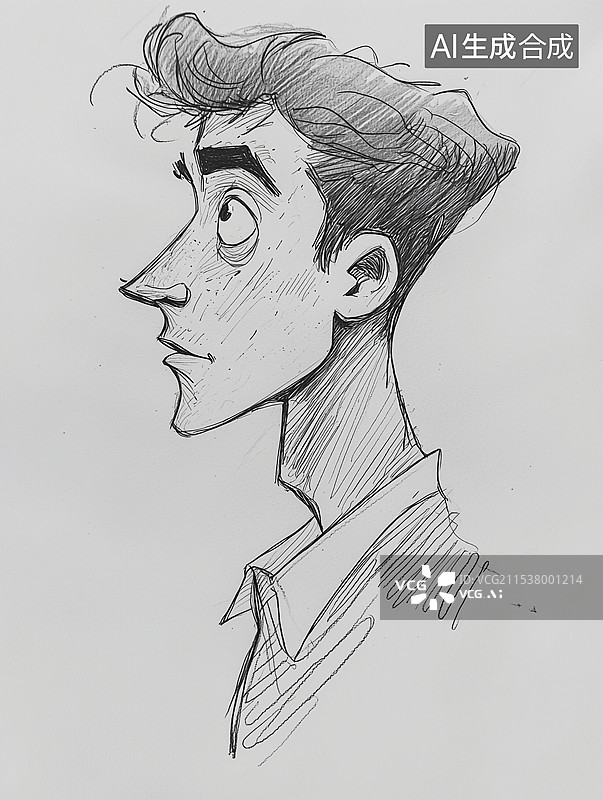 【AI数字艺术】男人肖像铅笔画图片素材