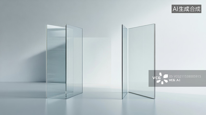【AI数字艺术】白色背景空间立面玻璃图片素材