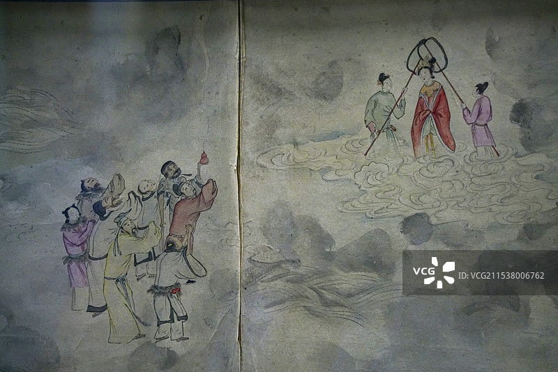 山东淄博市桓台博物馆馆藏明代书画祝寿题材绘画图片素材