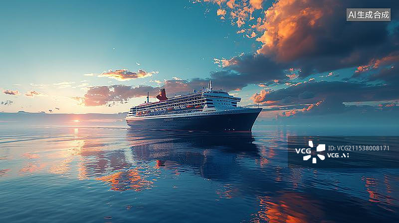 【AI数字艺术】在大海上航行中的轮船图片素材
