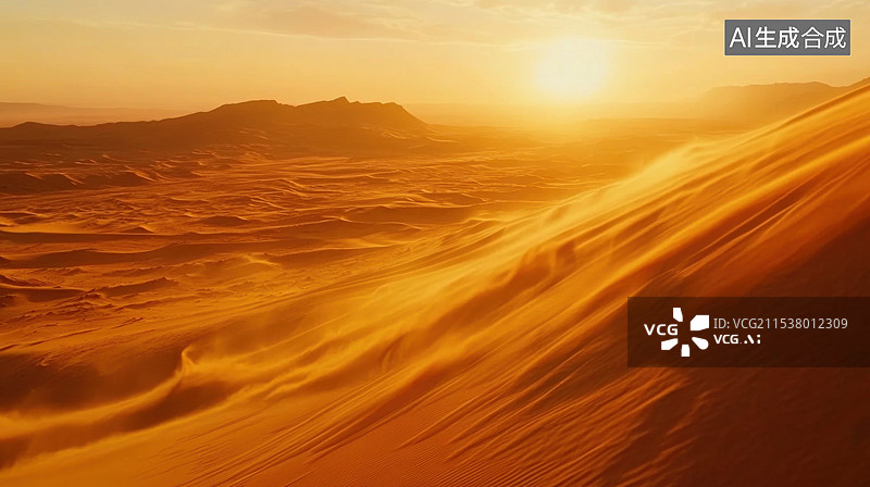 【AI数字艺术】沙漠黄沙飞扬特写图片素材
