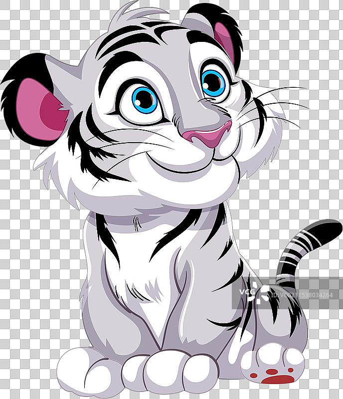 可爱的动画小老虎，拥有大大的蓝色眼睛图片素材