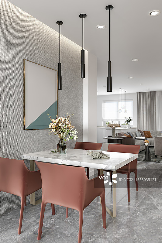现代家居室内餐厅餐桌图片素材