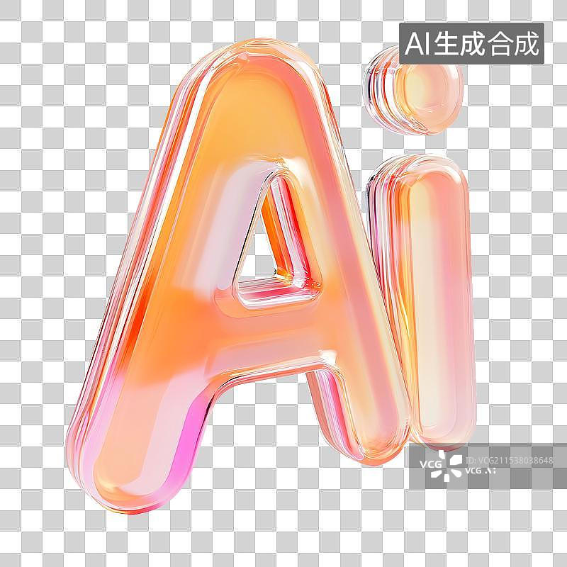 【AI数字艺术】毛玻璃质感科技概念AI字母元素图片素材