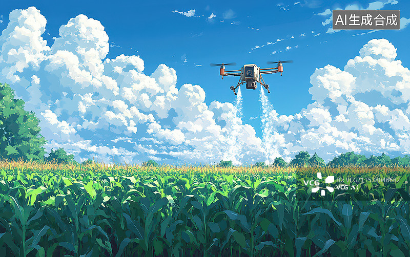 【AI数字艺术】无人机与农业生产喷洒化肥和农药图片素材