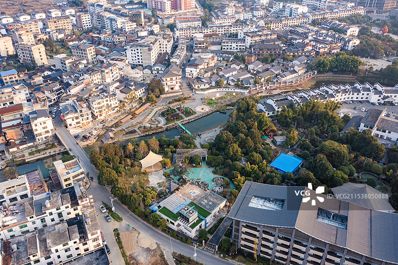 航拍湖南郴州汝城热水镇温泉景观图片素材