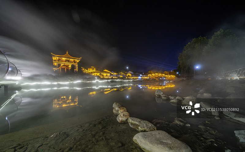 航拍湖南郴州汝城热水镇温泉景观图片素材