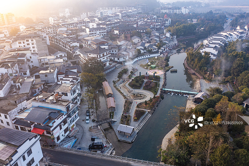 航拍湖南郴州汝城热水镇温泉景观图片素材