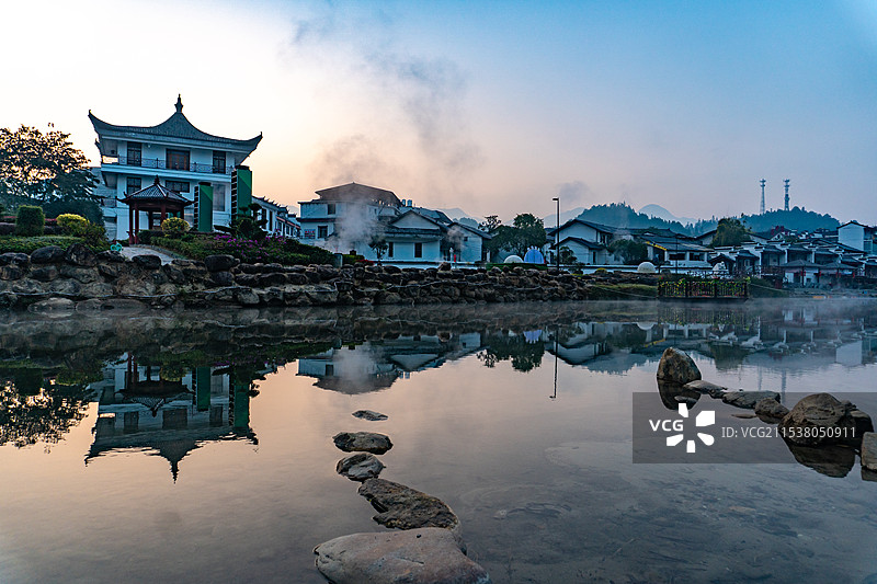 航拍湖南郴州汝城热水镇温泉景观图片素材