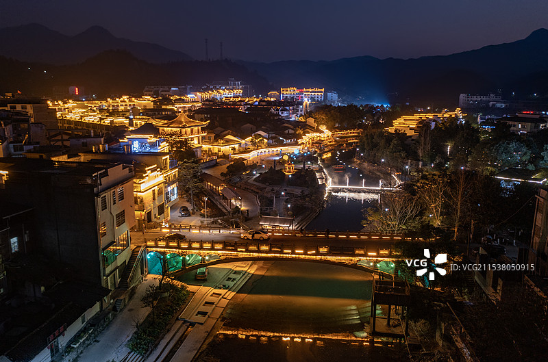 航拍湖南郴州汝城热水镇温泉景观图片素材