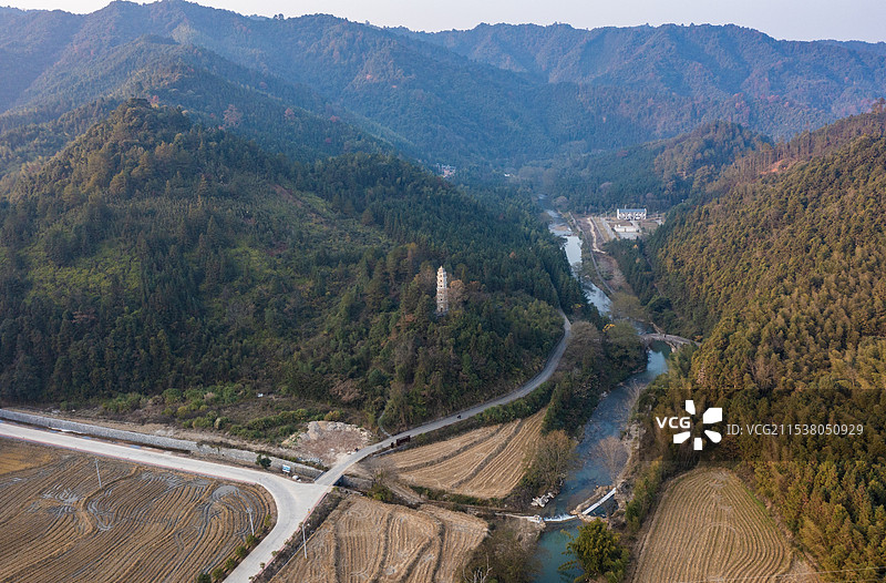 航拍湖南郴州汝城热水镇温泉景观图片素材