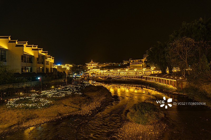 航拍湖南郴州汝城热水镇温泉景观图片素材