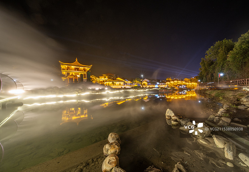 航拍湖南郴州汝城热水镇温泉景观图片素材