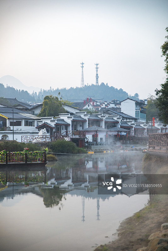 航拍湖南郴州汝城热水镇温泉景观图片素材