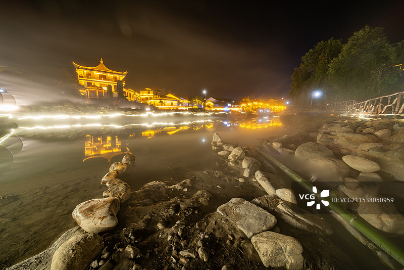 航拍湖南郴州汝城热水镇温泉景观图片素材
