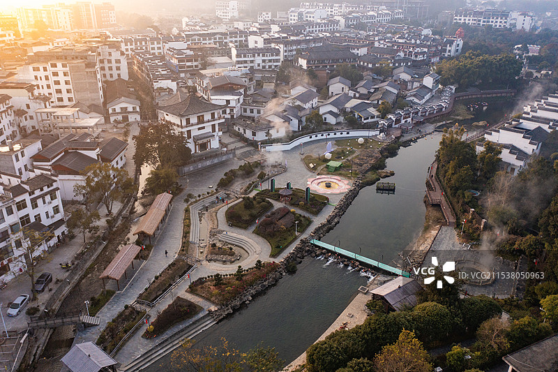 航拍湖南郴州汝城热水镇温泉景观图片素材