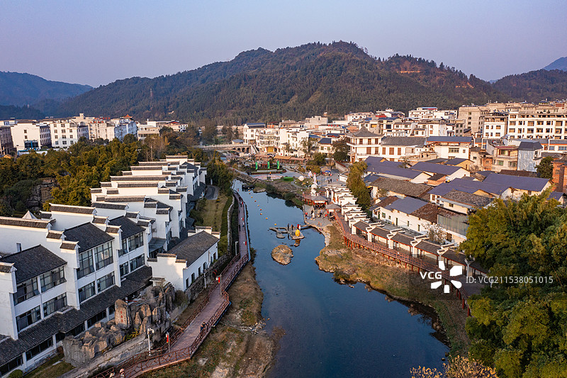 航拍湖南郴州汝城热水镇温泉景观图片素材