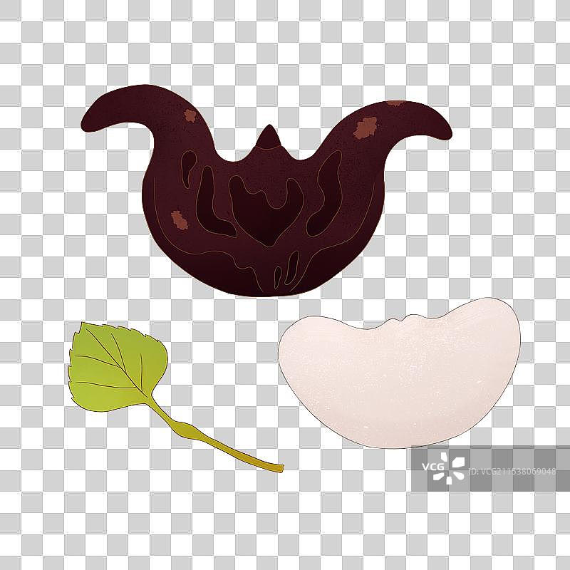 免扣插画中国风蔬菜菱角图片素材